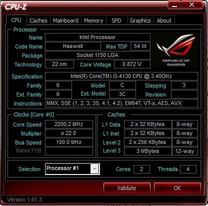CUPID ROG CPU-Z(华硕ROG玩家国度主板专用CPU-Z工具) V1.61.3 英文安装版