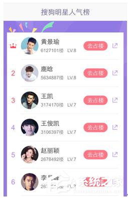 千万粉丝聚集 "搜狗明星人气榜"
