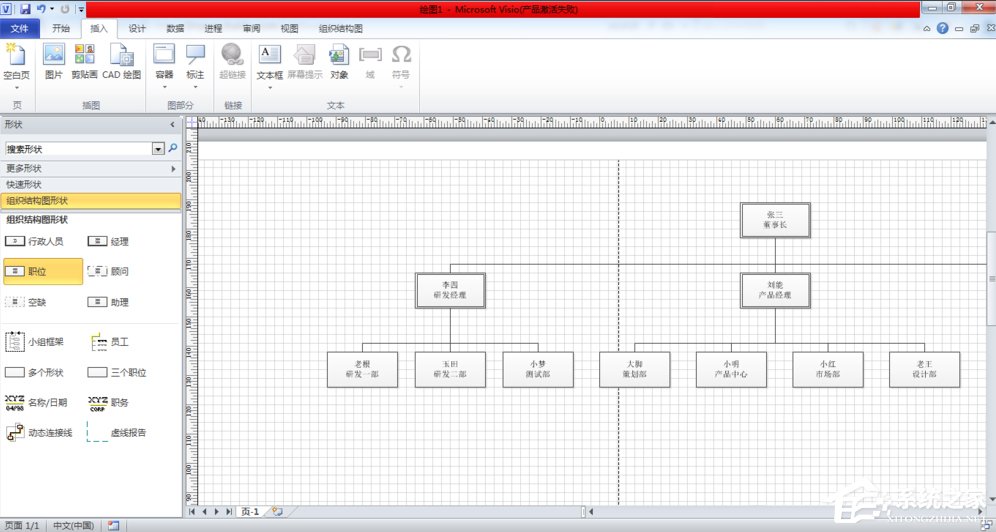 visio 2010如何绘制组织结构图?