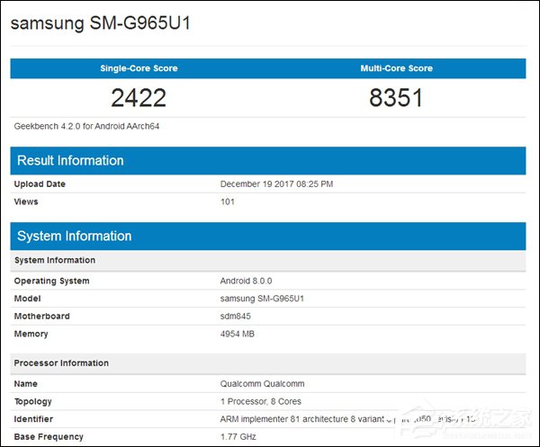 单核2422分!三星Galaxy S9+ GeekBench跑分成