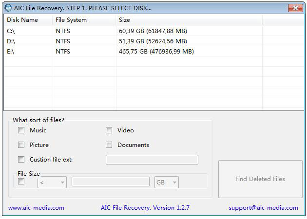 AIC File Recovery(AIC文件恢复软件) V1.2.7 绿色英文版