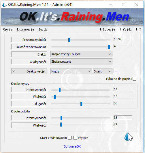 OK Its Raining Men(桌面雨水特效插件) V1.11 绿色汉化版