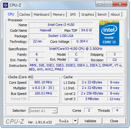 Cpu-Z(CPU检测软件) V1.91.0 32位绿色英文版