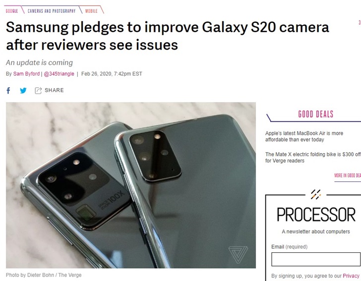 三星回应S20 Ultra自动对焦不准”