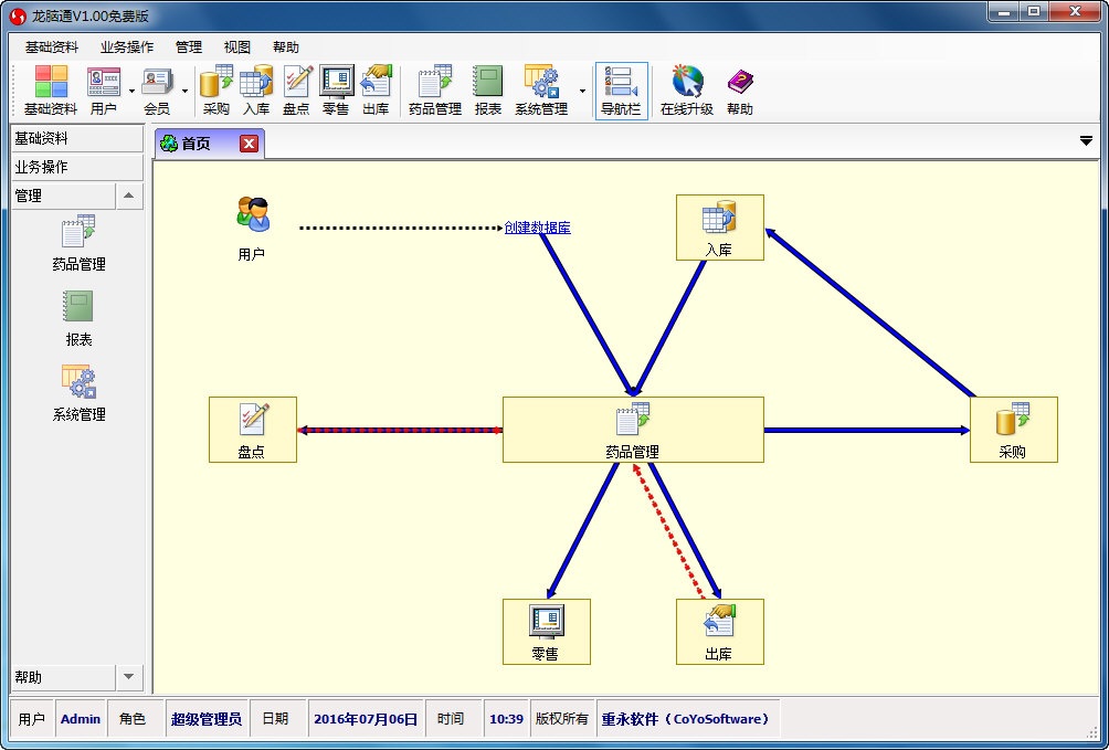 龙脑通药品管理系统 V1.0 单机免费版