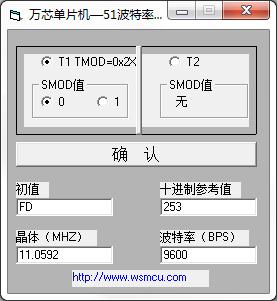 万芯单片机51波特率计算工具 V1.0 绿色版