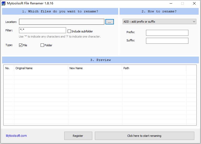 Mytoolsoft File Renamer V1.8.16 英文绿色版