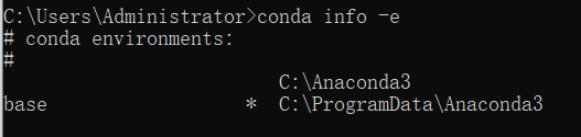 Win10中使用cmd命令conda info -e发现环境