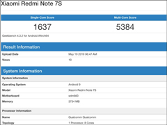 Note 7S GeekBenchܷع