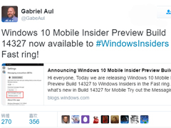 �������ͣ�Win10�ƶ���һ�������Ԥ����14327
