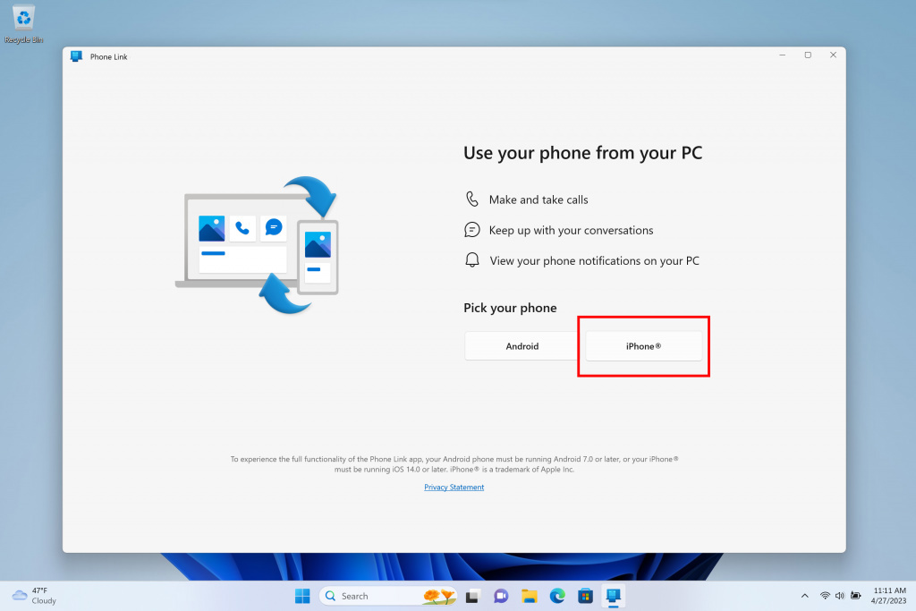 Win11 ƽ̨ Phone Link û PC շš鿴 iOS ֪ͨ