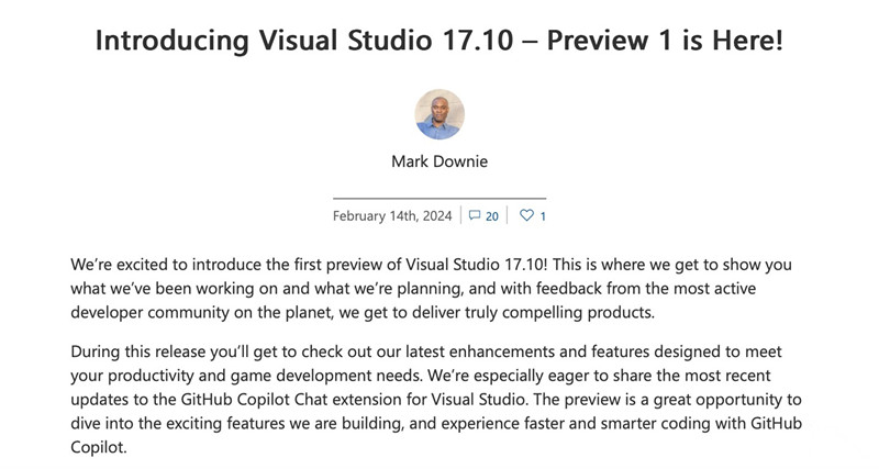 ΢ Visual Studio 2022 17.10 ׸Ԥˣ