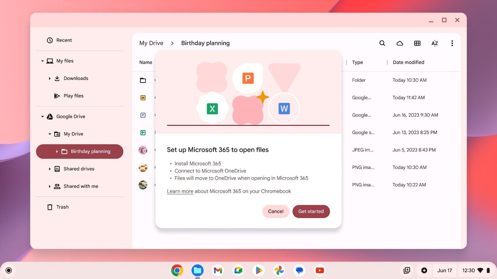 ȸ ChromeOS  Microsoft 365ֱӴ WordExcel ĵ