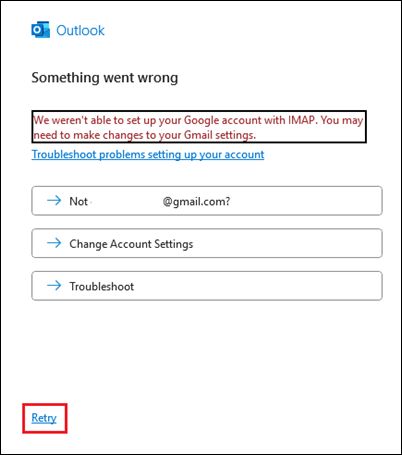 ΢޸ Outlook ޷ Gmail ˻ƿ