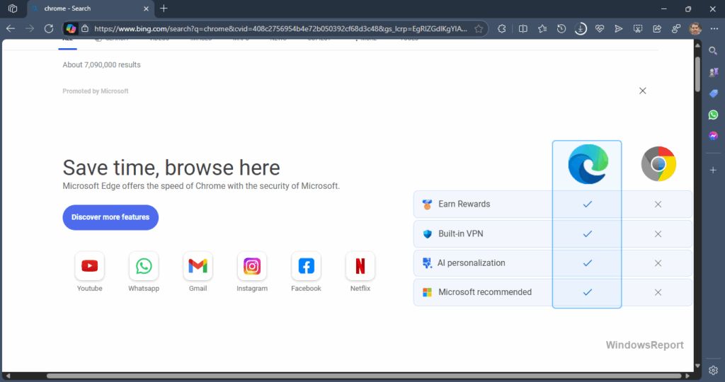 Edge ƹ²ԣBing  Chrome ʾ 4 